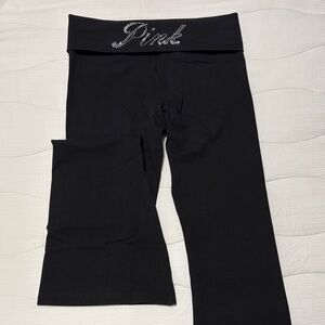 PINK Victoria's Secret Black Flair Fold-Over Leggings